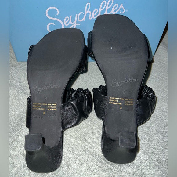 NWT SEYCHELLES “ Leeward “ Leather Square Toe Kitten Heel Mules Heels - Picture 11 of 13